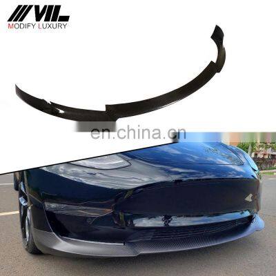 T Style Carbon Fiber Front Lip for Tesla Model 3 Sedan 4-Door 2016-2018