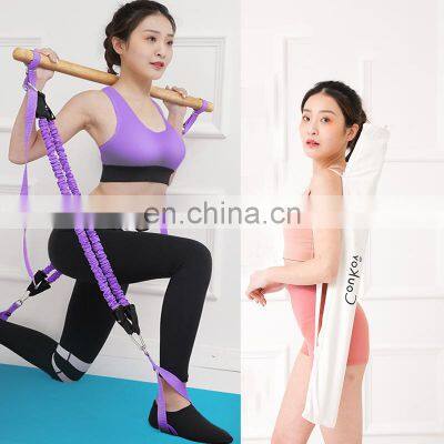 Portable Log Pilates Stick Household Yoga Fitness Equipment Pilates Bar Kit With Tpe Resistance Band