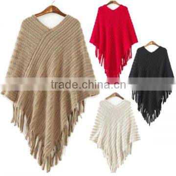 Hot Sale New Stylish Poncho Sweater Wholesale Cashmere Poncho,ladies Knit Poncho Sweater photo-2