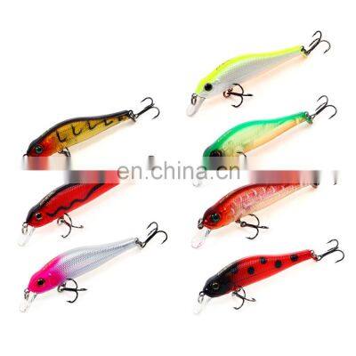 Top Sale 8cm/6g 7 colors Artificial hard bait High Carbon Treble Shape Hook minnow fishing lure