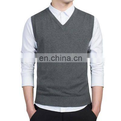 men's vest v-neck bottoming sweater sleeveless pullover vest spring and autumn men's sweater Men's solid color sweater