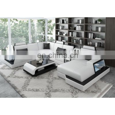 G8045 serie LED lights modern sofa set furniture genuine leather living room sofa