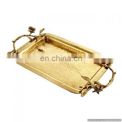 Luxury gold metal leaf design tray