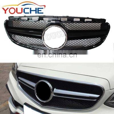 AMG style front grille mesh hood for Mercedes Benz E class W212 facelift 2014-2016 silver & black