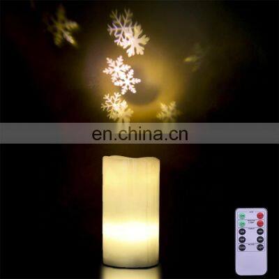 Flameless LED Candles with Projector Light, Battery Operated Real with Snowflake Projection and Remote Timer Projector Mood Lamp