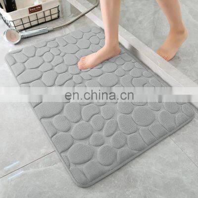 Simple Non Slip Memory Foam Cobblestone Embossed Bathroom Bath Mat