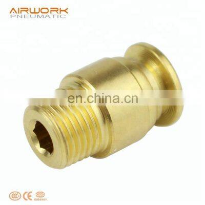 PC pneumatic micro male threaded union brass mini air hose connector cooper pipe fitting