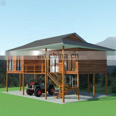 Popular Galvanised Steel Structure Prefab Villa House Stilt House with Car Park in Papua New Guinea