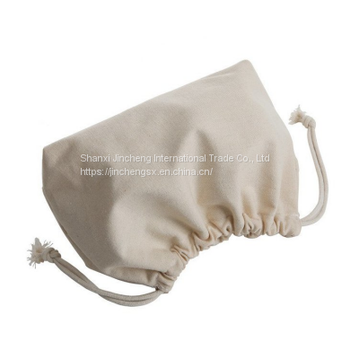 Custom Logo Size Printed Small Eco Friendly Double Sided Packaging Cotton Linen Drawstring Bag