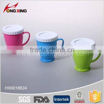 300ML PP PLASTIC MUG WITH LID FOR OFFICE