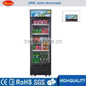 250L glass soft drink display refrigerator showcase refrigerator, beverage upright cooler