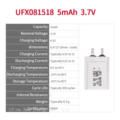 Lithium-ion Cell Factory Supply Smart Card Battery UFX 081518 5mAh 3.7V Super Thin Battery photo-2