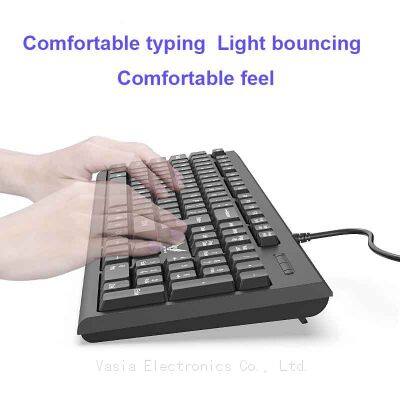 Hot Selling Wholesale black Wired 104 keys keyboard usb office keyboard for Desktop