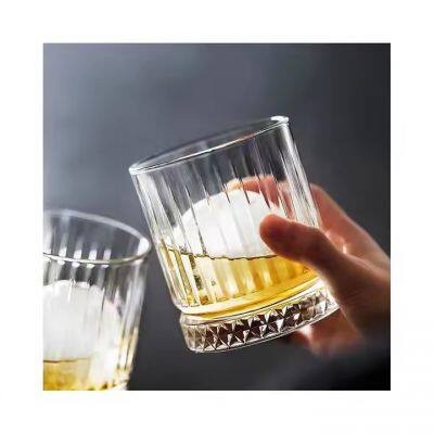 Special vertical stripe diamond whiskey glass Straight stripe transparent bar drink cup