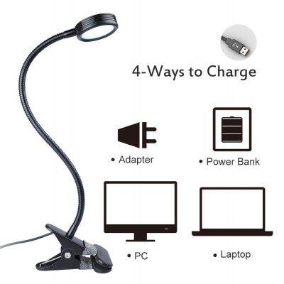 360 Degree Flexible Gooseneck Modern Smart Small Led Table Lamp Perfect for Readers & Kids Before Sleep Reading photo-2