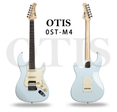 Оптовая продажа электрогитары OTIS 0ST - M4 синего цвета (гриф из канадского кленового дерева, корпус из тополя, пикиапы S - S - H из алюминиевого никелевого кобальтового сплава). Принимаются заказы на производство под OEM и ODM с нанесением собственного логотипа.