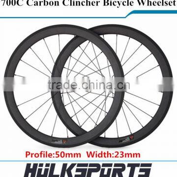 700C Carbon Road Bike Clincher Wheel of 50mm Carbon Clincher Wheelset Wheelset with Novatec Straight Pull Hub Wheels