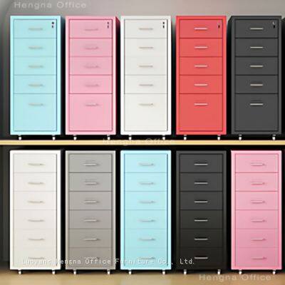 Slim File Cabinet, All-Steel Construction With Silver Metal Handles, Mobile Steel Drawer Unit for Craft Room & Medical Salon, Easy Assembly