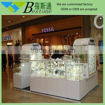 NEW Arrival custom made glass jewelry vitrine for mall kiosk