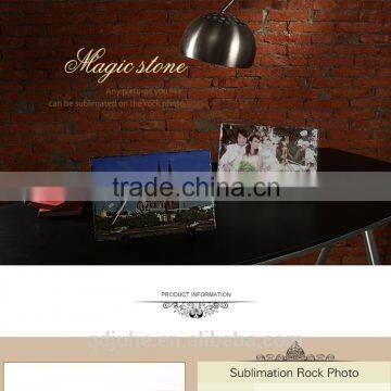 Rock photo frame with clock for sublimation printing Rectangle shape with footstand wholesale price