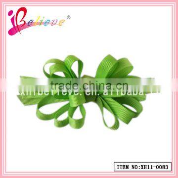 Wholesale top quality women head dress grosgrain ribbon hairbows 4 inch boutique barrette hair bows (XH11-0083)