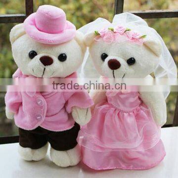 Lovely Kids Couple Pink Standing Wedding Teddy Bear/Soft Toy White Couple Bear/Stuffed Toy Bear of Wedding Gift