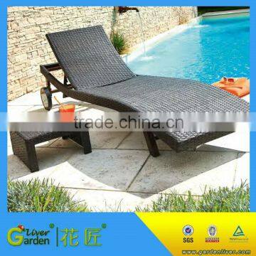 Cheap garden brown recliner resin wicker outdoor rattan swimming pool chair