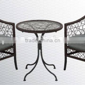 cheap PE rattan chair and glass top table