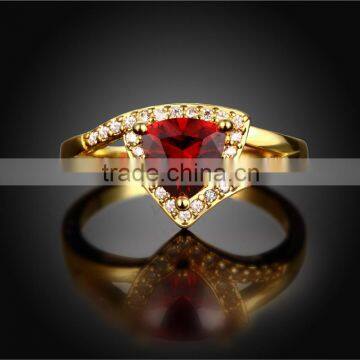 KZCR210 Brass Material Red Zircon Ring Gold Jewelry photo-6