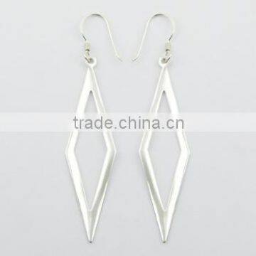 Diamond Shaped Outlines Silver Danglers