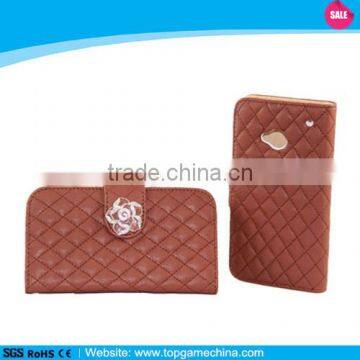 Wallet leather case cover for htc one m7 mobile phone leather case