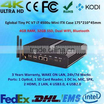 Ubuntu Mini PC Desktop Intel i7 Core HD4400 Graphics 4GB RAM 32GB SSD WIFI DC 12V CE FCC HD Computer In Stock