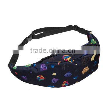 Factory Hot Sale 3D Fullprint Color Diamonds Polyester Waist Bag