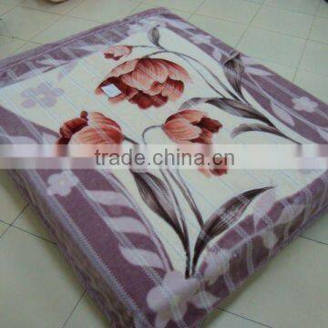 100% Polyester Printed &carved Double Raschel Blanket