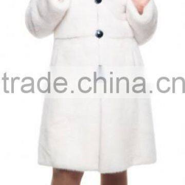 emk1445 elegant white knee-length hoody mink fur coat