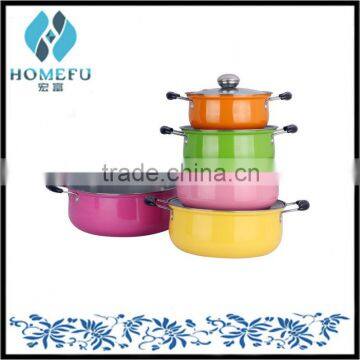 new products 5pcs colorful stainless steel cookware sets with glass lid