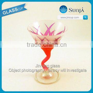 Customized Martini Glass Cup Frosted and Painted Custom Glass Stemware Goblet