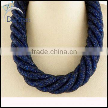 jewelry mesh dark blue crystal bead chain rope net necklace