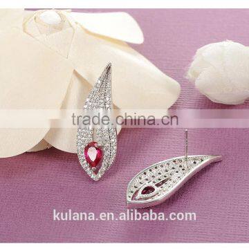 ED-57 Crystal Micro Paving Brass Material Top Quality White Gold Plated AAA Zircon Earring photo-5
