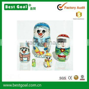 Snowman Snow Men Nesting Stacking Wooden Doll Matryoshka Christmas New Year Gifts Souvenirs 5pc