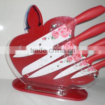 manufacturer --5 pcs colorful kitchen knife set with slotted acrylic block