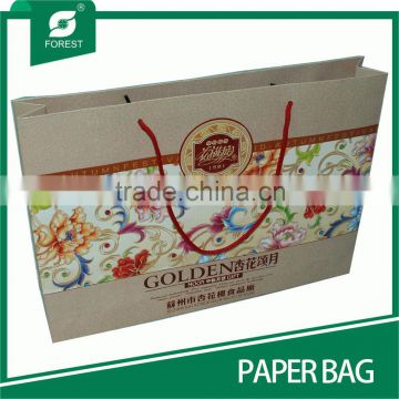 FOOD INDUSTRIAL PAPERBOARD EMBOSSING PAPER BAG WITH ROPES