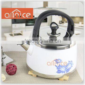 Customised any color like white/purple new design color painting 4L/5L kettle with flower applique