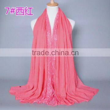 Scarf lace trimmed Islam hijab scarf