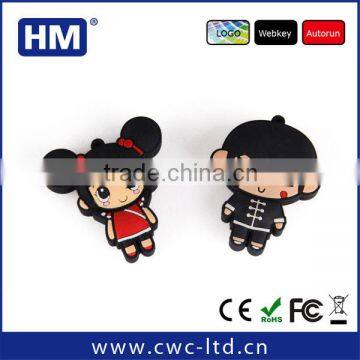 Soft PVC USB holder human shape cartoon style wholesale 2GB4GB8GB16GB Custom Solution LOGO PVC/SILICONE USB flash drive