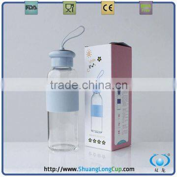 transparent Glass water bottle ,water flask bottle for sports