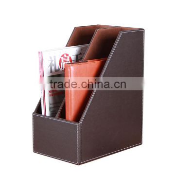 Business office 2 bar leather file seat high-grade leather office desktop file office supplies storage finishing rack