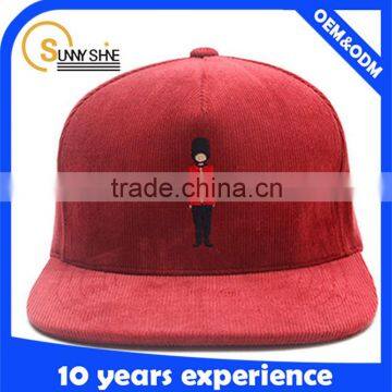 Hot Selling 3D Puff Embroidery Hat Corduroy Snapback Caps