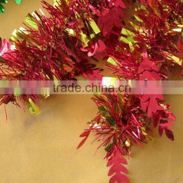 PET Wire Palm Leaves Metallic Plastic Christmas Garland photo-2