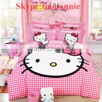 Hello Kitty 100% cotton reactive printting bed sheet set bed sheet egyption cotton bedding 3d bedding cat print bedding set